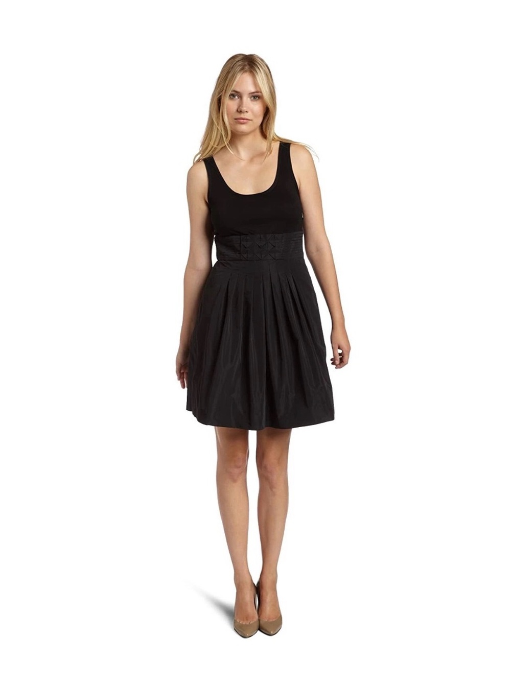 BCBGMaxAzria modal Jersey bodice taffeta skirt Fit-and-Flare Mini Dress
